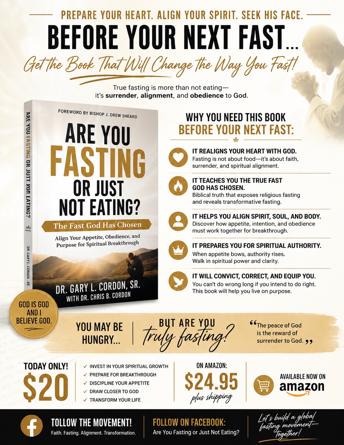 Three-dimensional book promotion explaining why readers need Are You Fasting or Just Not Eating