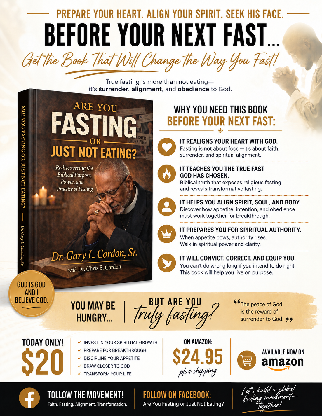 Three-dimensional book promotion explaining why readers need Are You Fasting or Just Not Eating